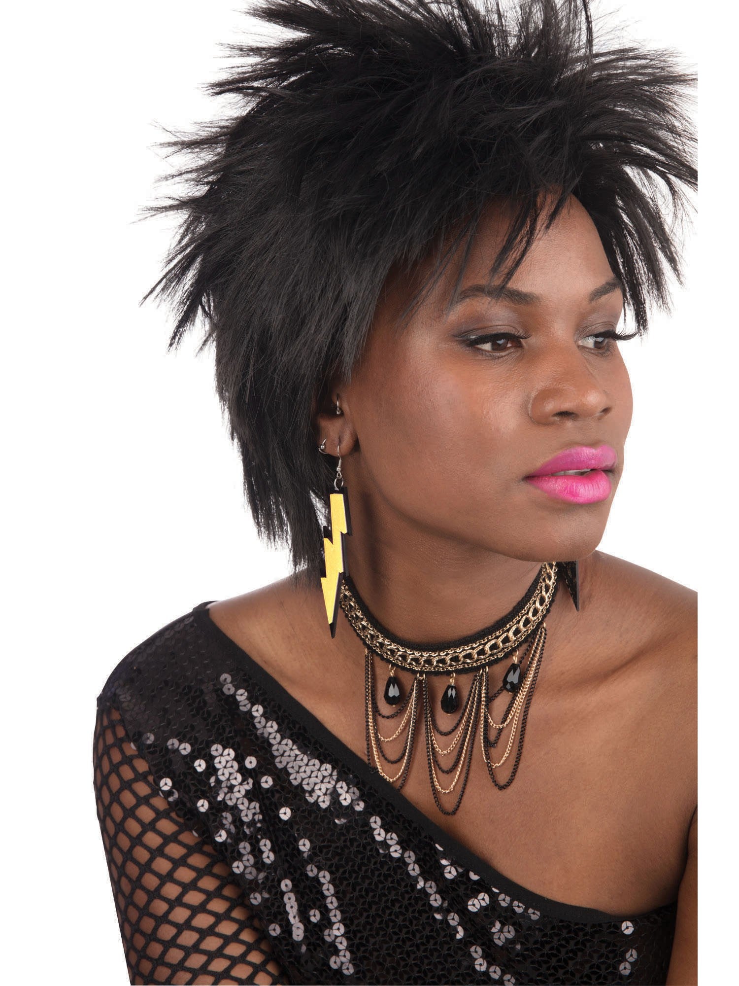 Yellow 80's Rave Earrings Costume Accessory