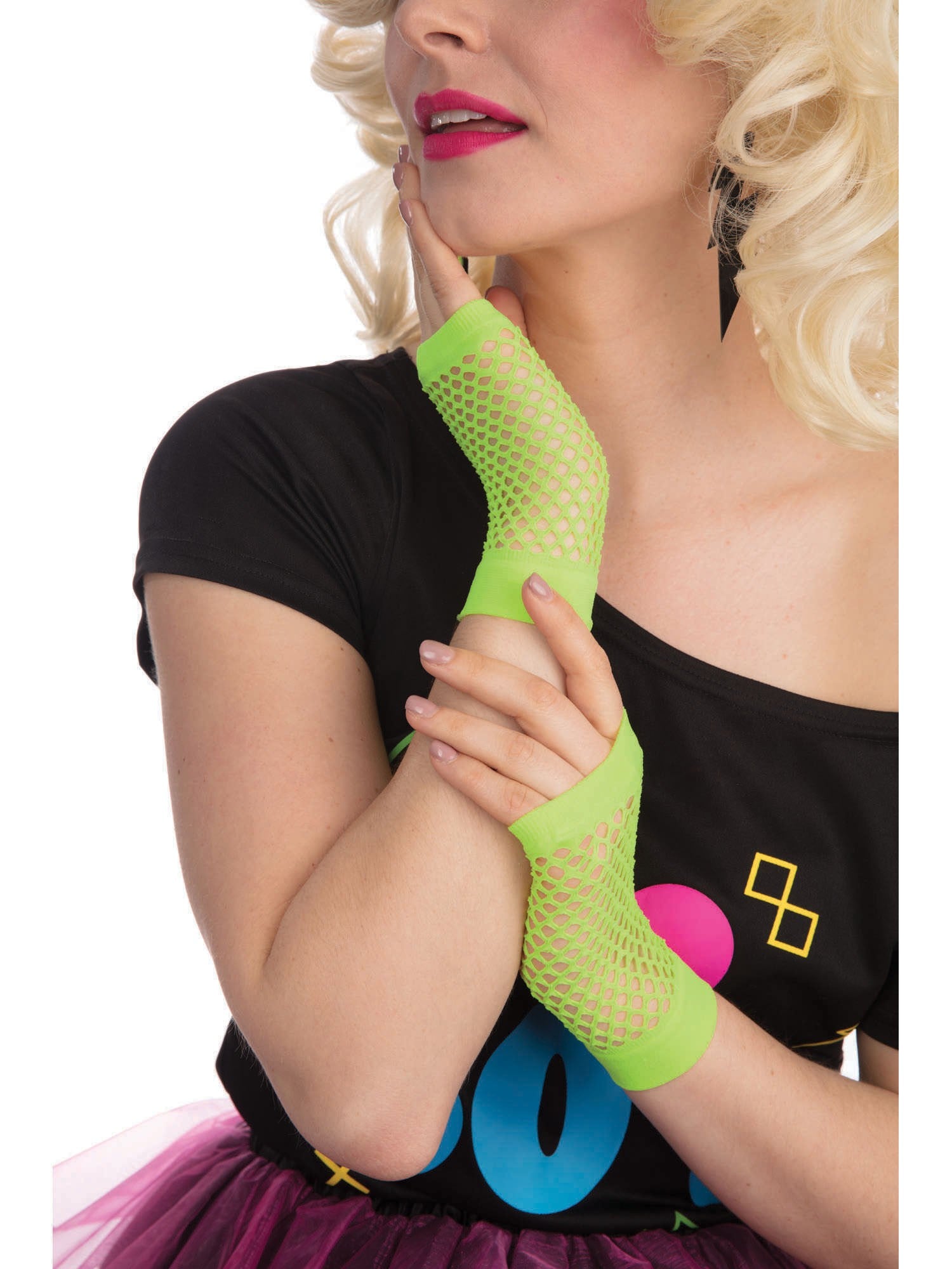 Neon Green Fishnet Gloves Costume Accessory