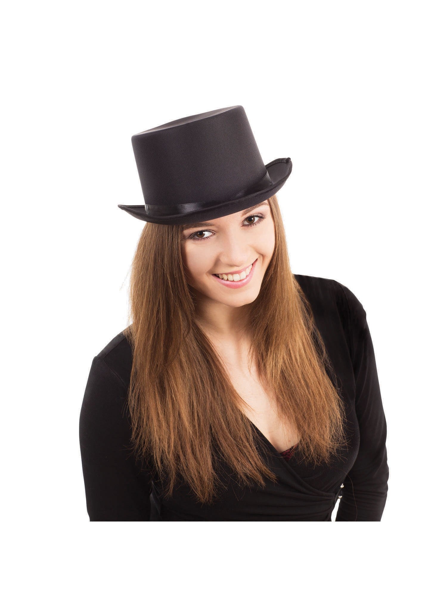 Black Satin Look Top Hat
