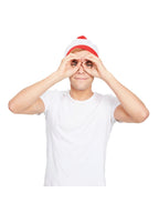 White Bobble Hat & Red Pom Pom
