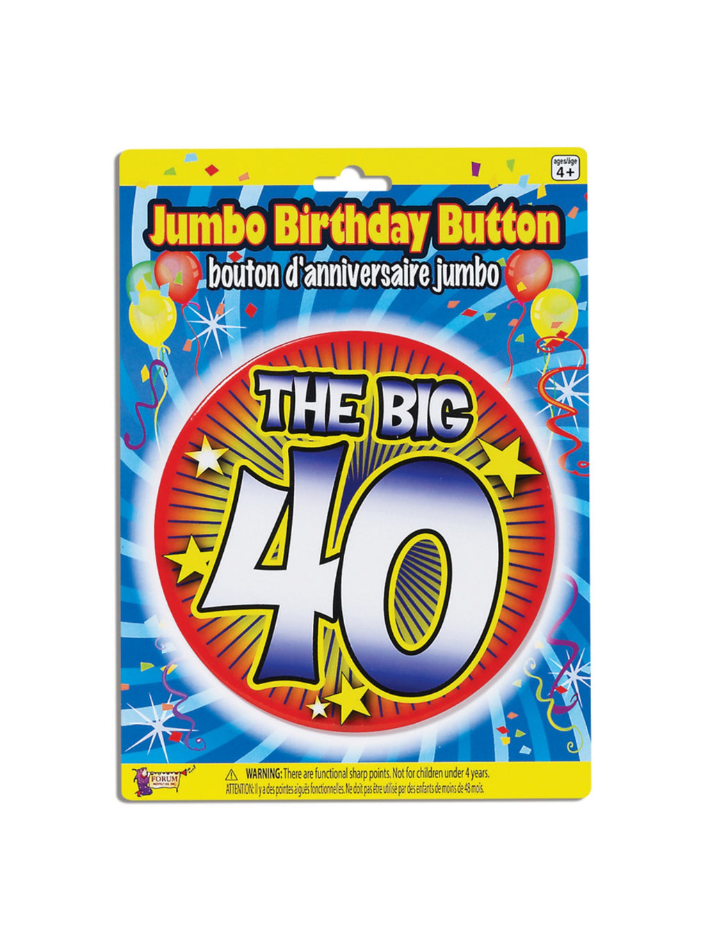 40th Birthday Jumbo Button Pin