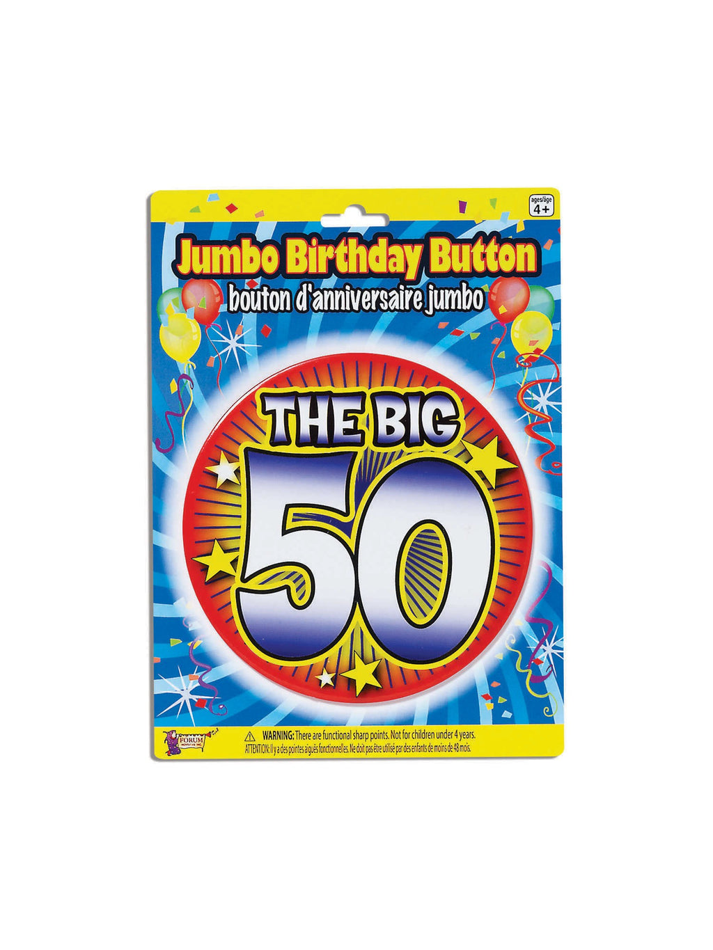 50th Birthday Jumbo Button Pin