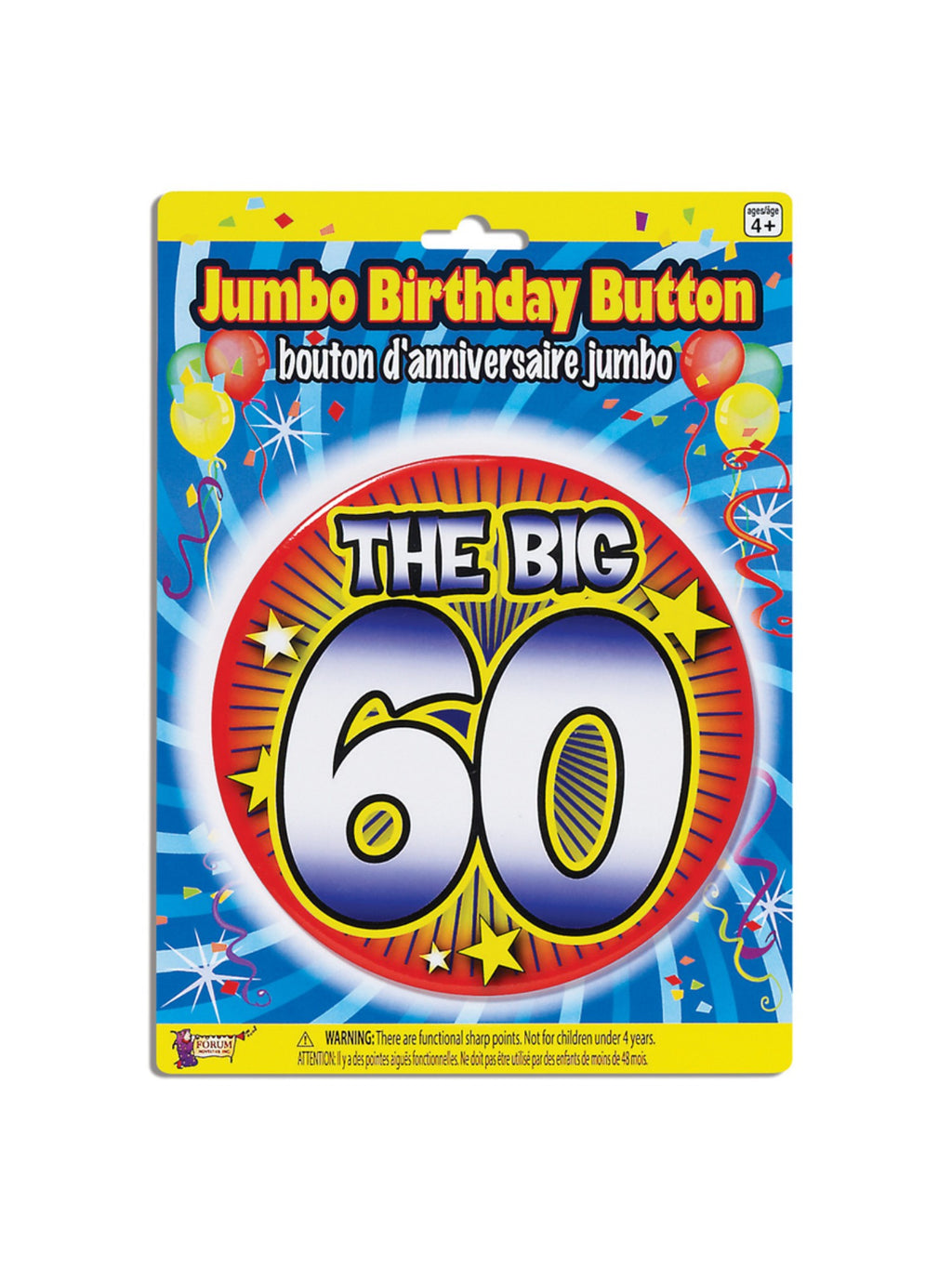 60th Birthday Jumbo Button Pin