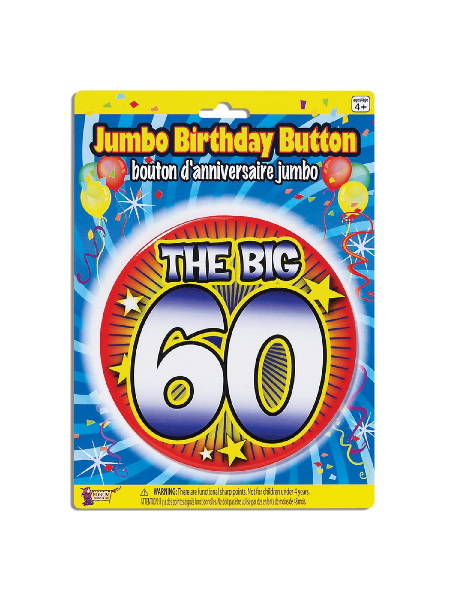60th Birthday Jumbo Button Pin