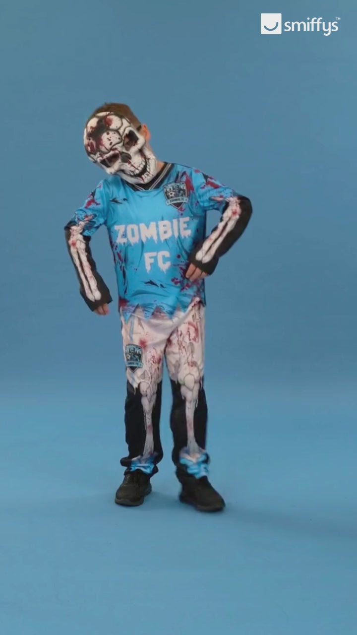 Zombie FC Footballer Skeleton Costume, Blue