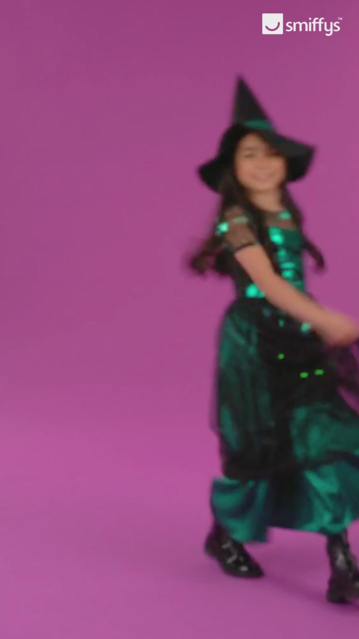 Emerald Witch Light Up Girls Costume