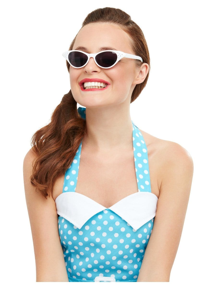 White Flyaway Style Rock & Roll Sunglasses