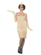 Flapper Costume, Gold, with Long Dress